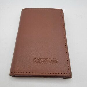 American Tourister Wallet Tri-Fold Brown Leather NEW